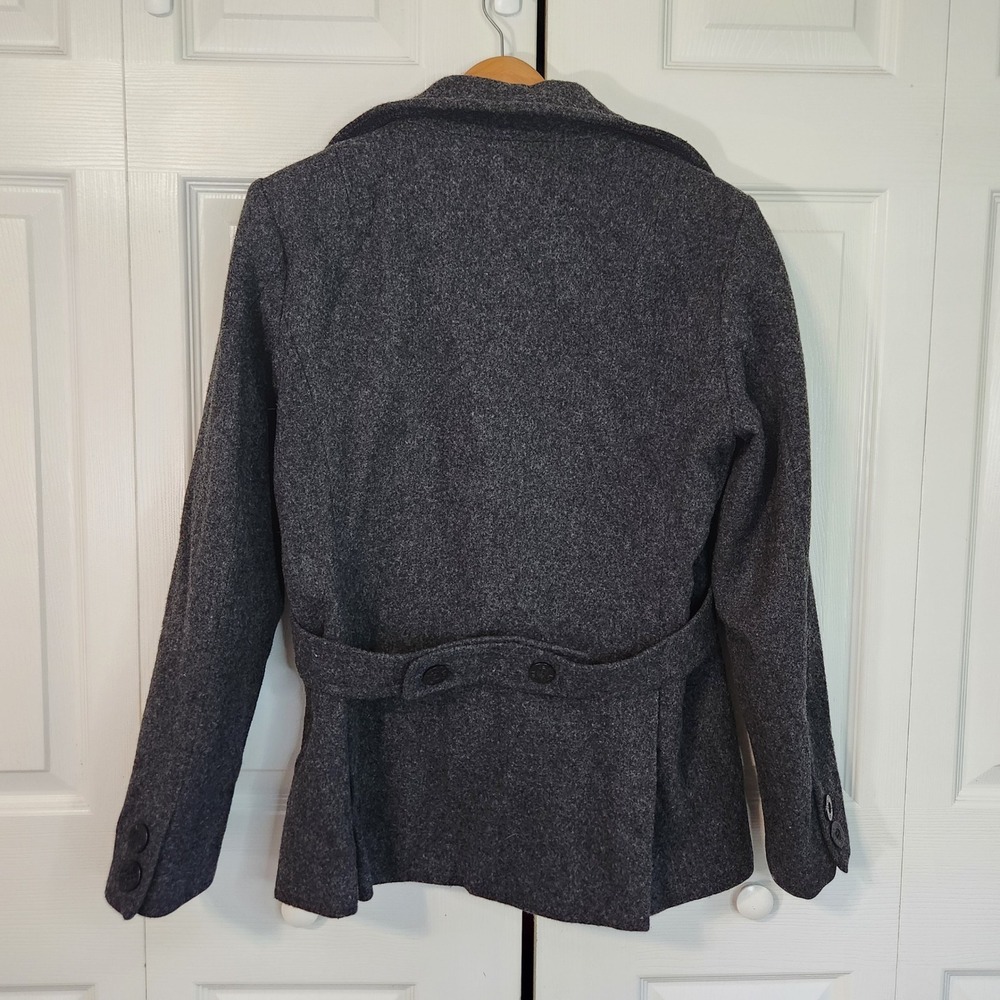 Vintage LEI Womens Charcoal Gray 100% Wool Double Breasted Pea Coat Size Medium - Picture 2 of 10